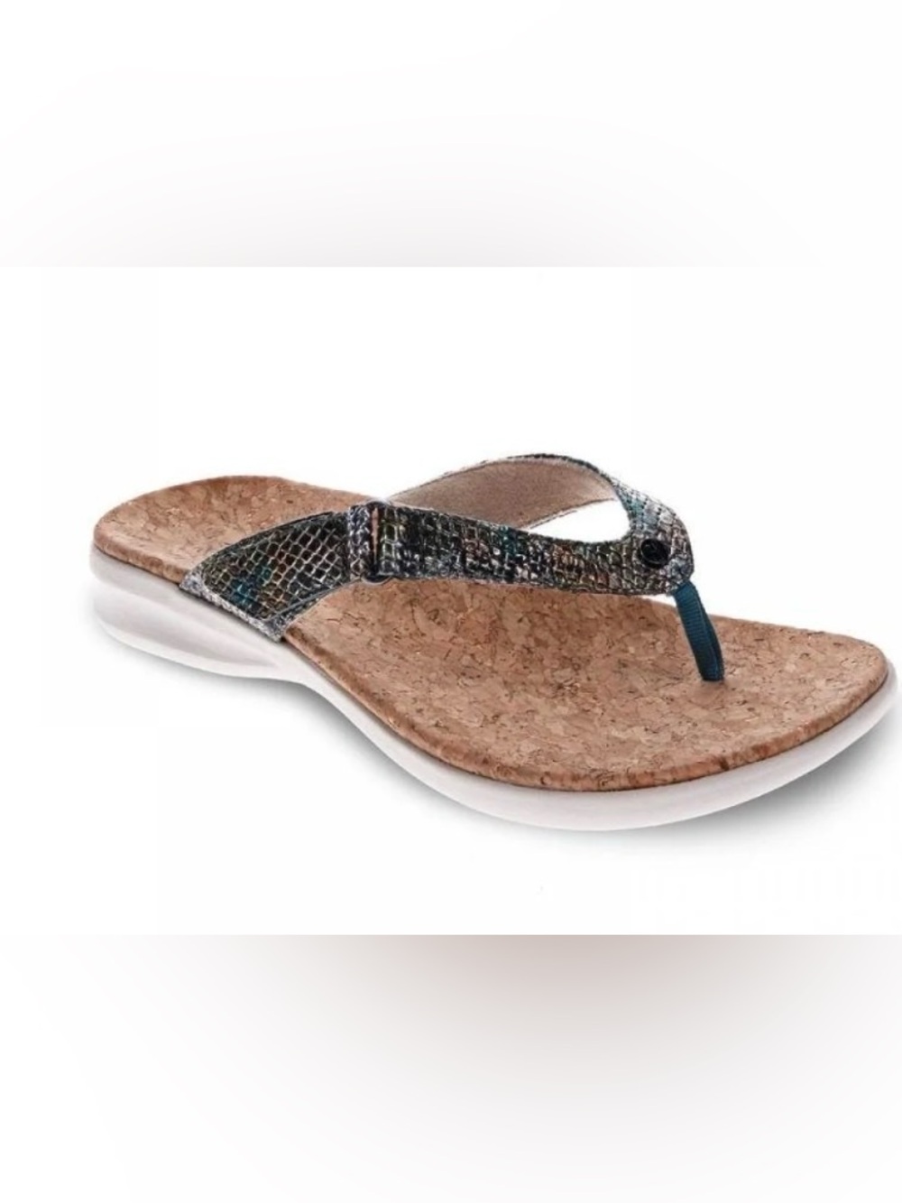REVERE Napoli Peacock Python Leather Orthopedic Thong Sandal 7 Coastal Comfort
